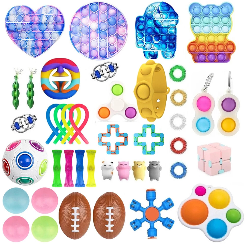 

44pcs Fidget Antistress Toy Set Relief Gift Pack Adults Children Squishy Sensory Antistress Relief Bubble Puzzle Toys De