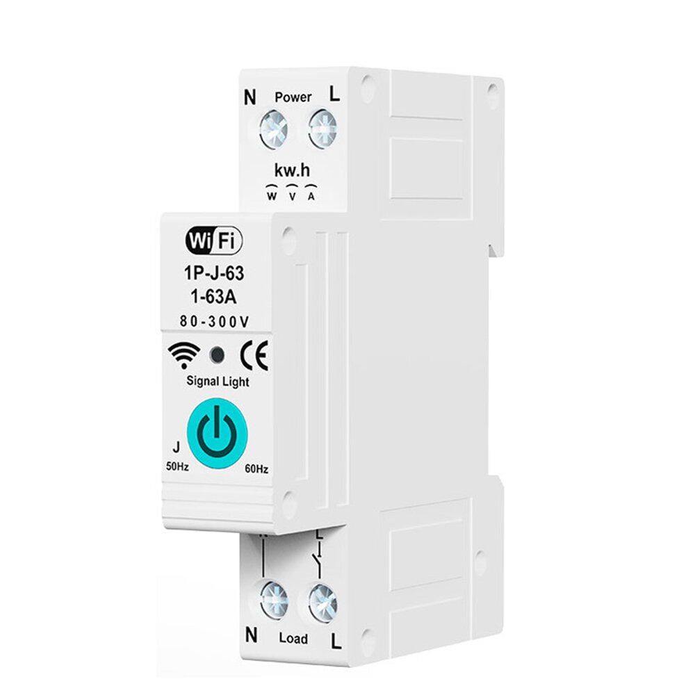 Smart WiFi Circuit Breaker with Remote Control Voice Activation Adjustable Over Current Protection Energy Metering Easy