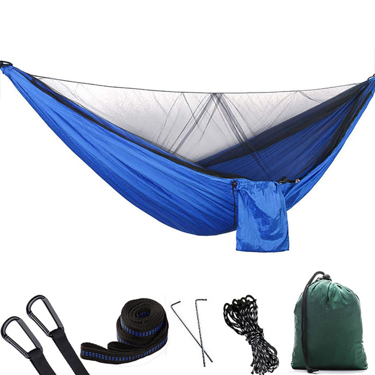 1-2 Persoon Draagbare Outdoor Camping Hangmat met Klamboe Hoge Sterkte Parachute Stof Opknoping Bed Jacht Slapen Swing