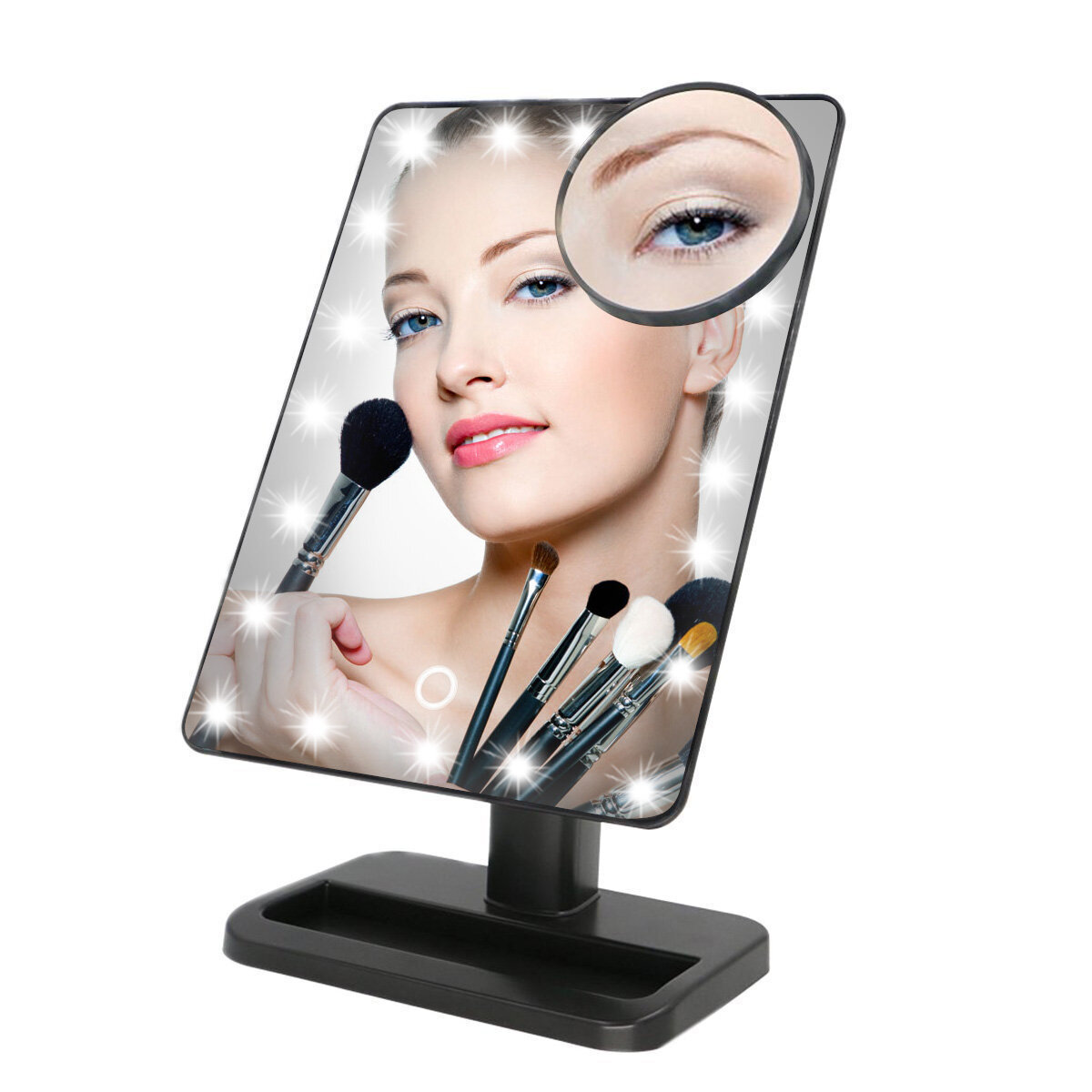 

Makeup Mirrors,Charminer 20 LEDs Touch Screen Light Illuminated Cosmetic Desktop Vanity Mirror with Removable 10x Magnif