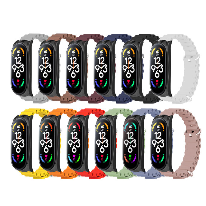 Multi-color Ocean Model Silicone Smart Watch Band Replacement Strap For Mi Band 7