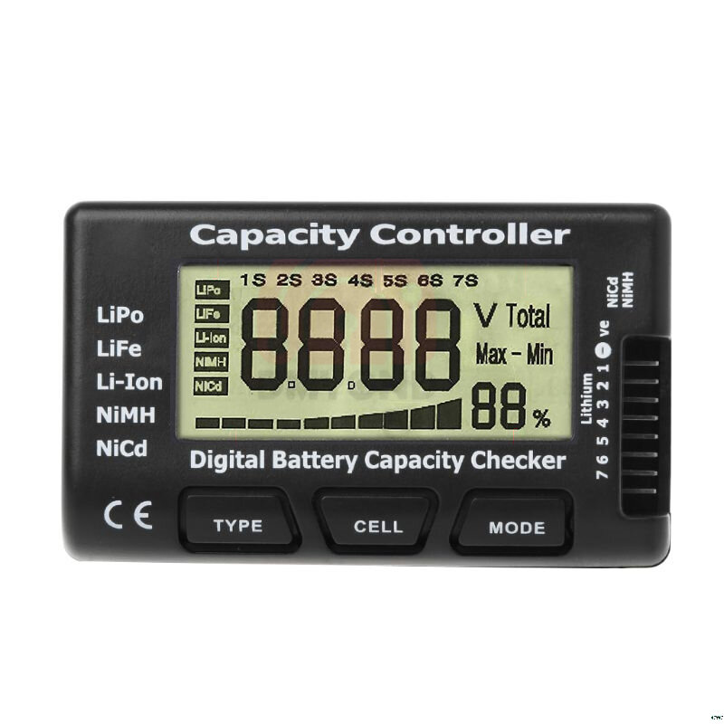 1-7S Digital Battery Capacity Tester Voltage Controller Power Display Liquid Crystal Test for RC Car