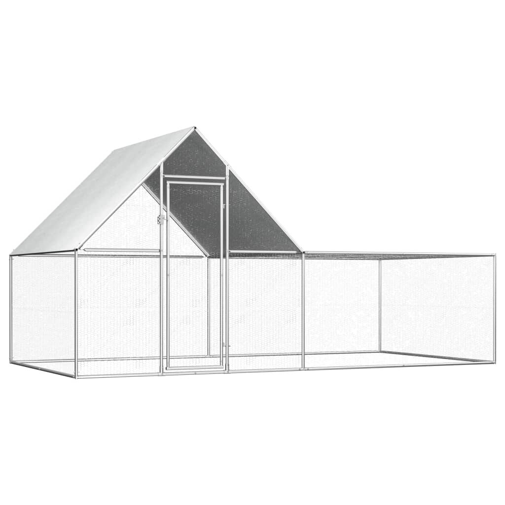 [EU Direct] vidaxl 144556 Outdoor Chicken Coop 4x2x2 m Galvanised Steel House Cage Foldable Puppy Ca