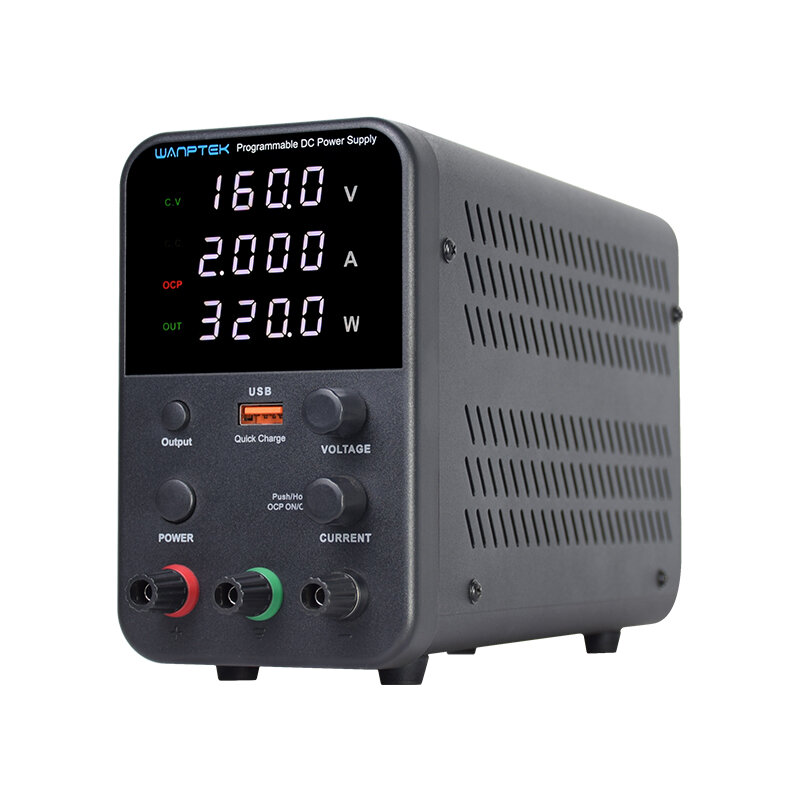 

WANPTEK WPS1602H Регулируемый источник питания постоянного тока, 160 В, 2 А, Программируемый, 4 цифры LED Дисплей Импуль