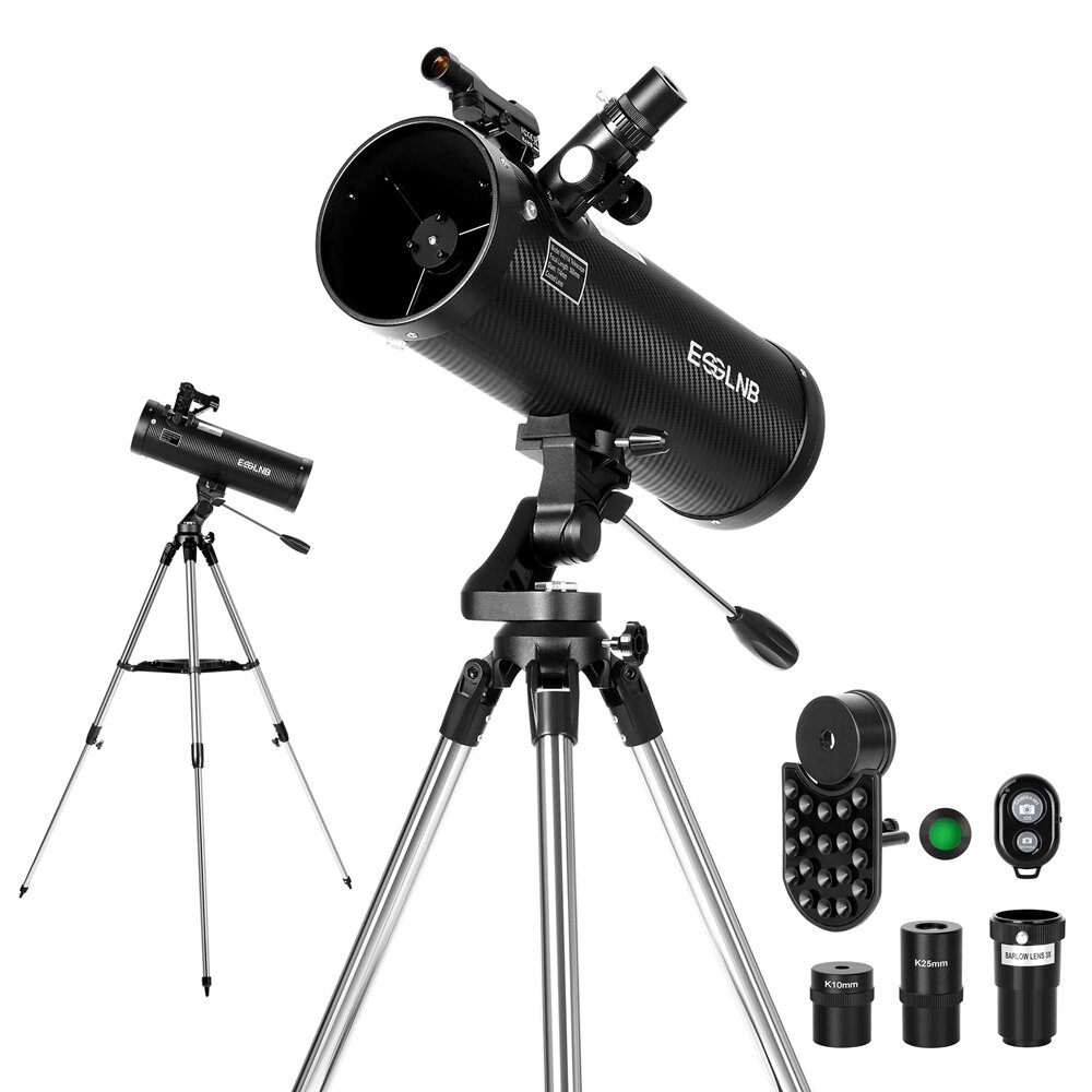 [EU Direct] ESSLNB 525X Astronomical Reflector Telescopes Adults Astronomy Beginners Telescope with Shutter Control and Steel Tripod Phone Adapter Moon Filter ES2019