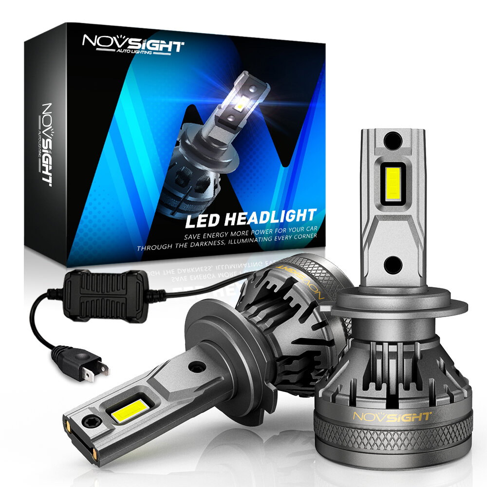 NovSight A500-N37 DC9-32V LED Headlight 22000LM LED Car Lights Bulbs 6500K High & Low Beam 120W/Pair Super Bright