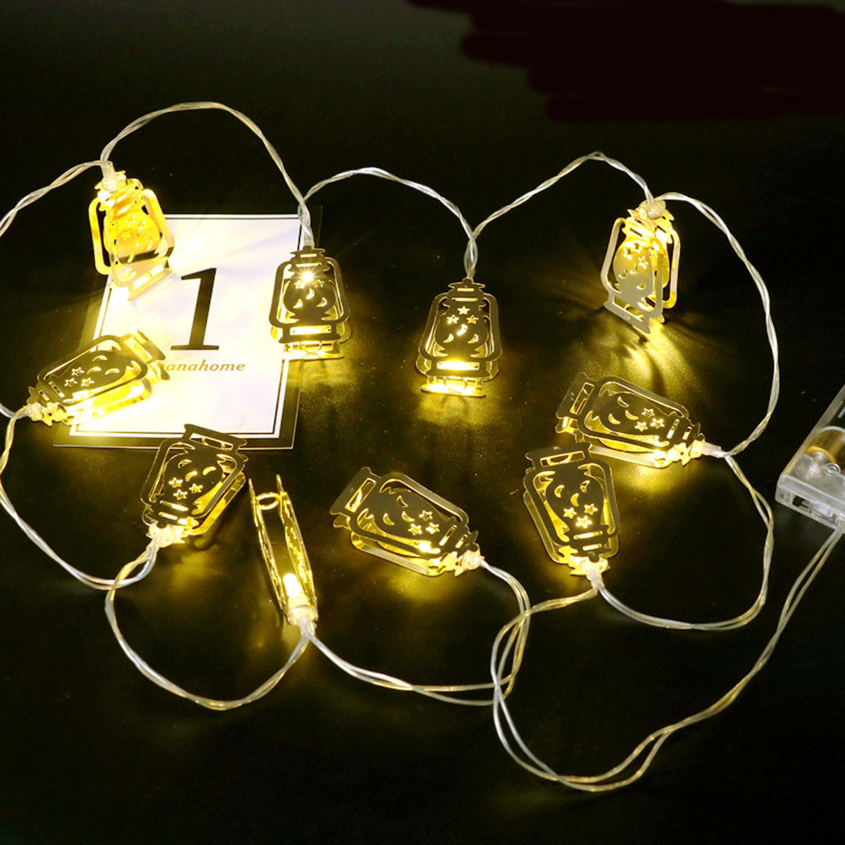 Image of Batterie Opered Golden Fanoos Laterne 10 LED String Fairy Weihnachtslicht fr Party Home Decoration