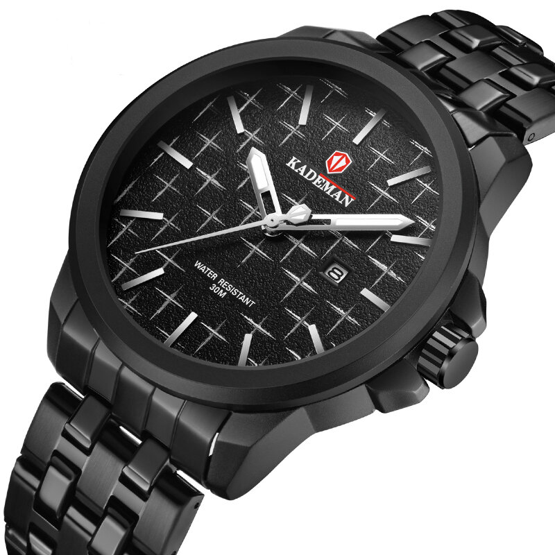 

KADEMAN 9098 Fashion Men Watch 3ATM Waterproof Date Display Stainless Steel Strap Quartz Watch