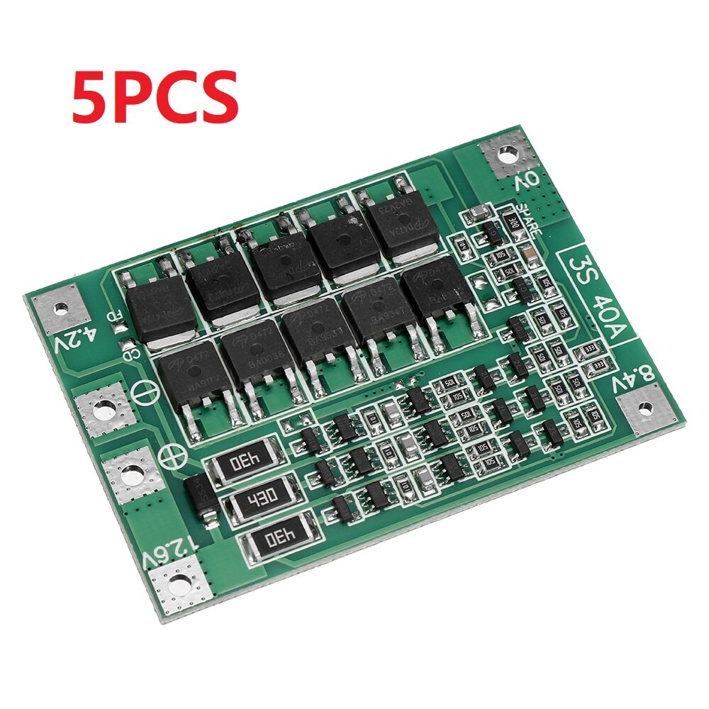 5PCS BMS 3S 40A 18650 Lithium Battery Charger Protection Board 11.1V 12.6V PCB for Drill Motor with Balance