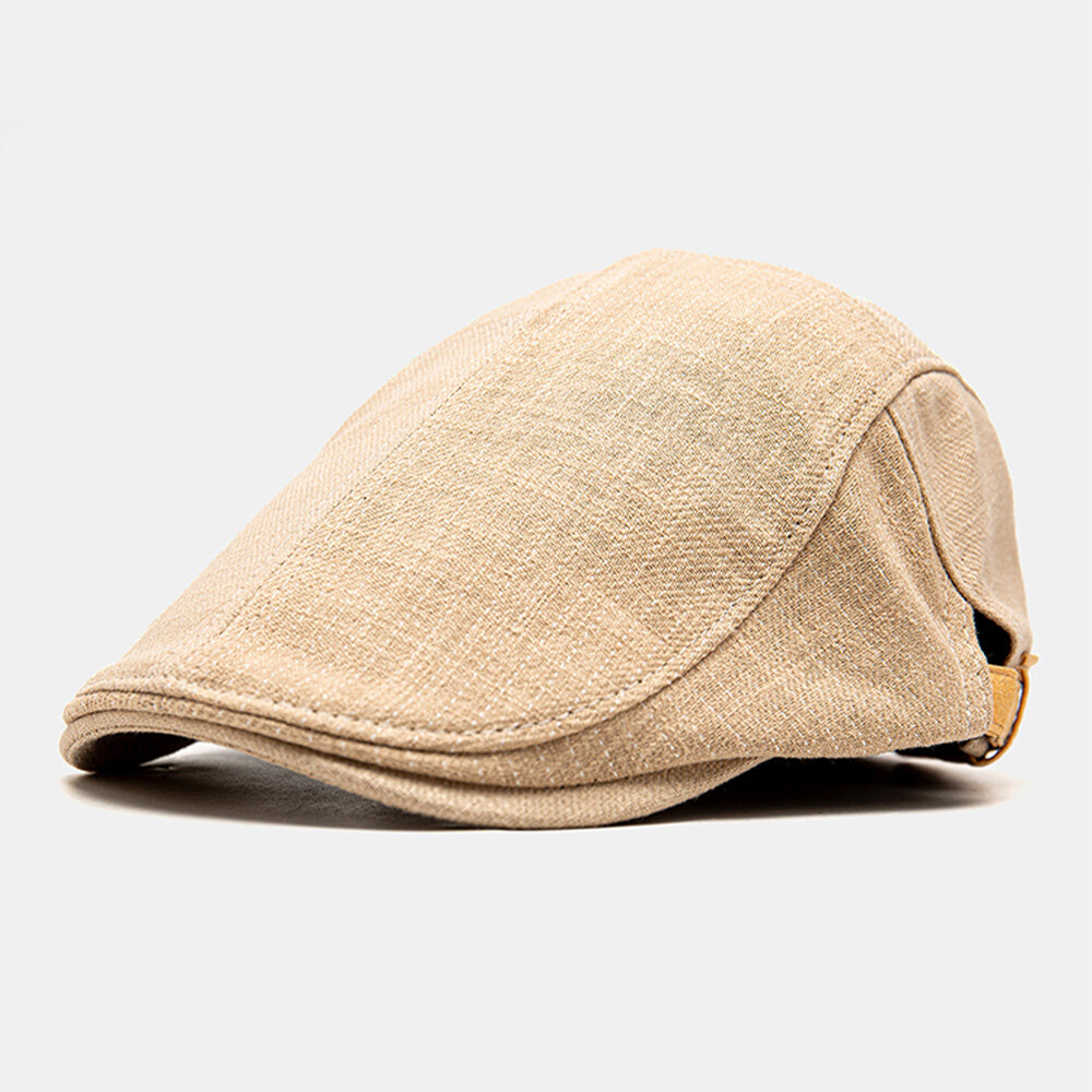 

Men Newsboy Hat Adjustable Cotton Linen Regular Patchwork Striped Stitches Sunshade Casual Forward Hat Beret Flat Cap