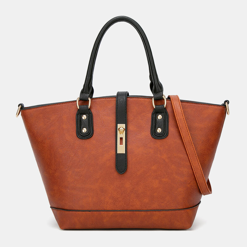 Women Faux Leather Fashion Large Capacity Color Matching Handbag
