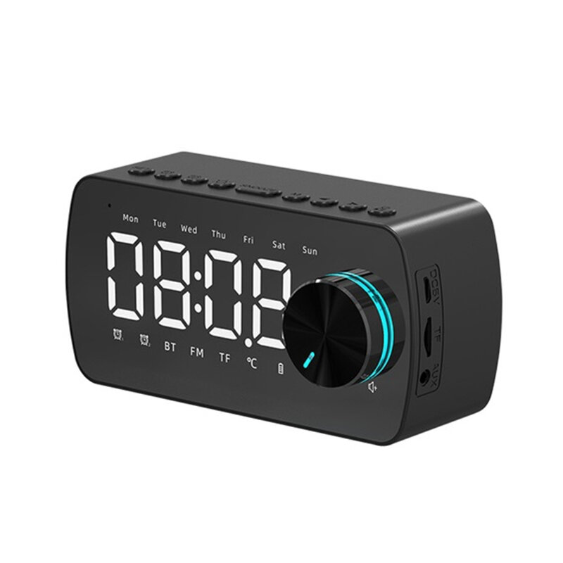 Bakeey P2 Wireless bluetooth Speaker Double Alarm Clock FM Radio Mirror LED Display HiFi Music Column Subwoofer Hands-free Call Speaker