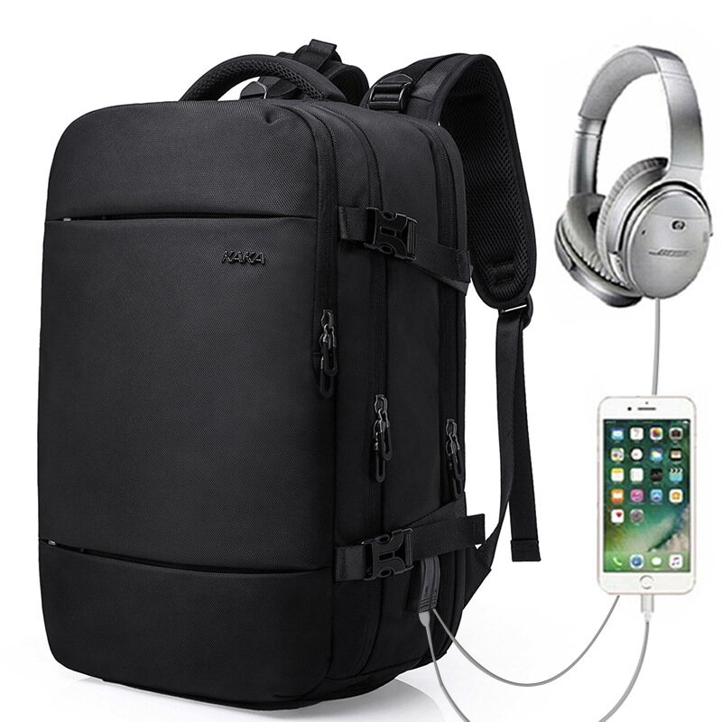 KAKA 813 USB Słuchawki Jack Plecak Wielofunkcyjna 15,6-calowa torba na laptopa Torba na ramię