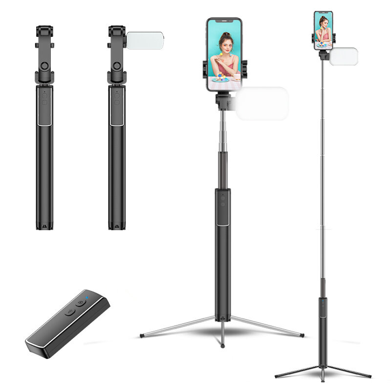 Bakeey 360 Degree Rotating Mini Telescopic bluetooth Smart Timer Selfie Stick with LED Fill Light