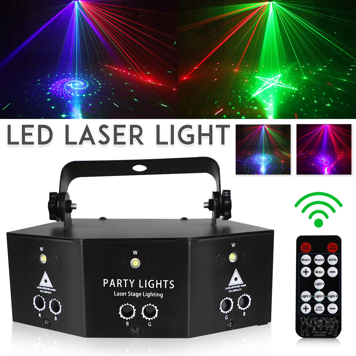 

9 Holes DMX LED Stage Laser Light Projector Disco Lamp For DJ Club Bar KTV Lighting Effect with Remote Control
