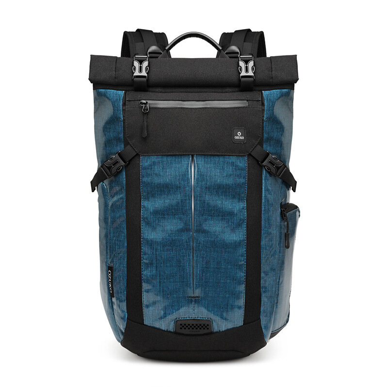 ОЗУКО 15,6-дюймовый водонепроницаемый рюкзак для ноутбука с отражающим замком на шнурке для кемпинга и путешествий