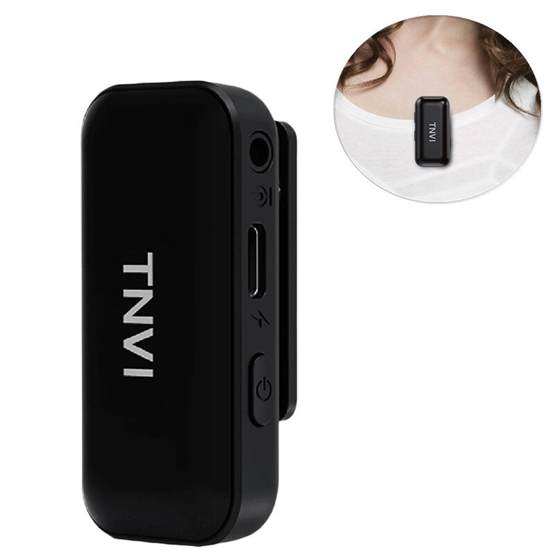 TNVI V3 Wireless Microphone System with Rechargeable Transmitter Reveiver Lapel Lavalier Microphone 