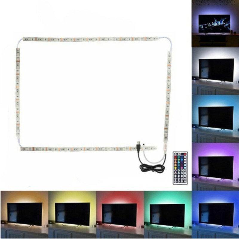 2 * 50cm + 2 * 100cm USB LED Strip Light TV Backlight 5050 RGB kleur veranderende lamp + 24Keys / 44
