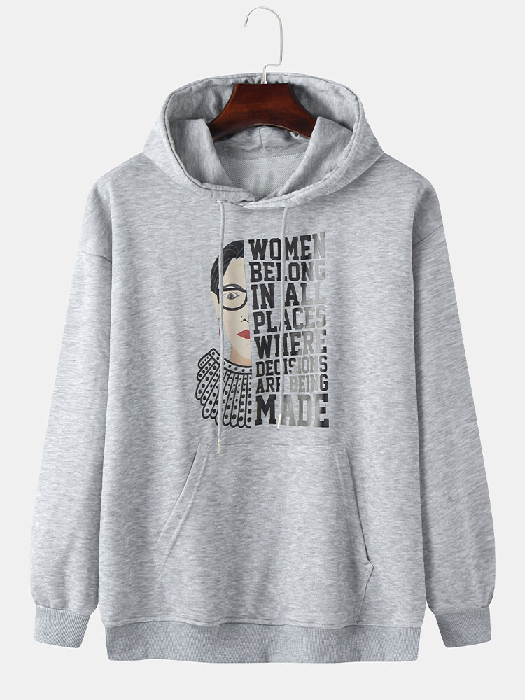 Heren grappige figuur letter grafische print casual relaxte fit pullover hoodie