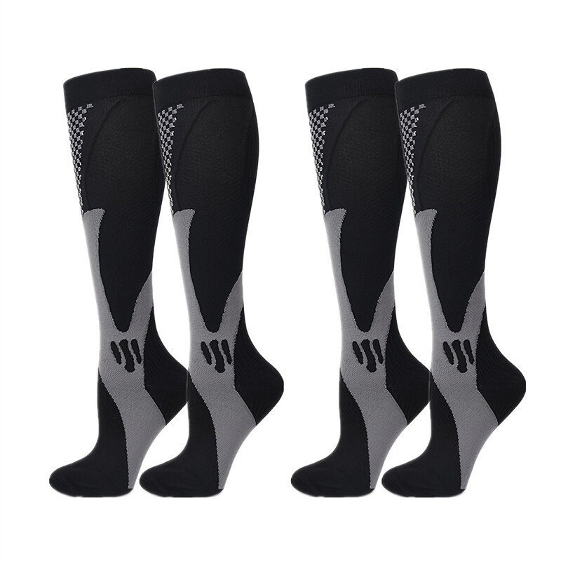2 Páry Profesionálních Sportovních Kompresních Ponožek Prodyšné Odvodňující Sportovní Ponožky pro Cyklistiku Fotbal Venkovní Sport