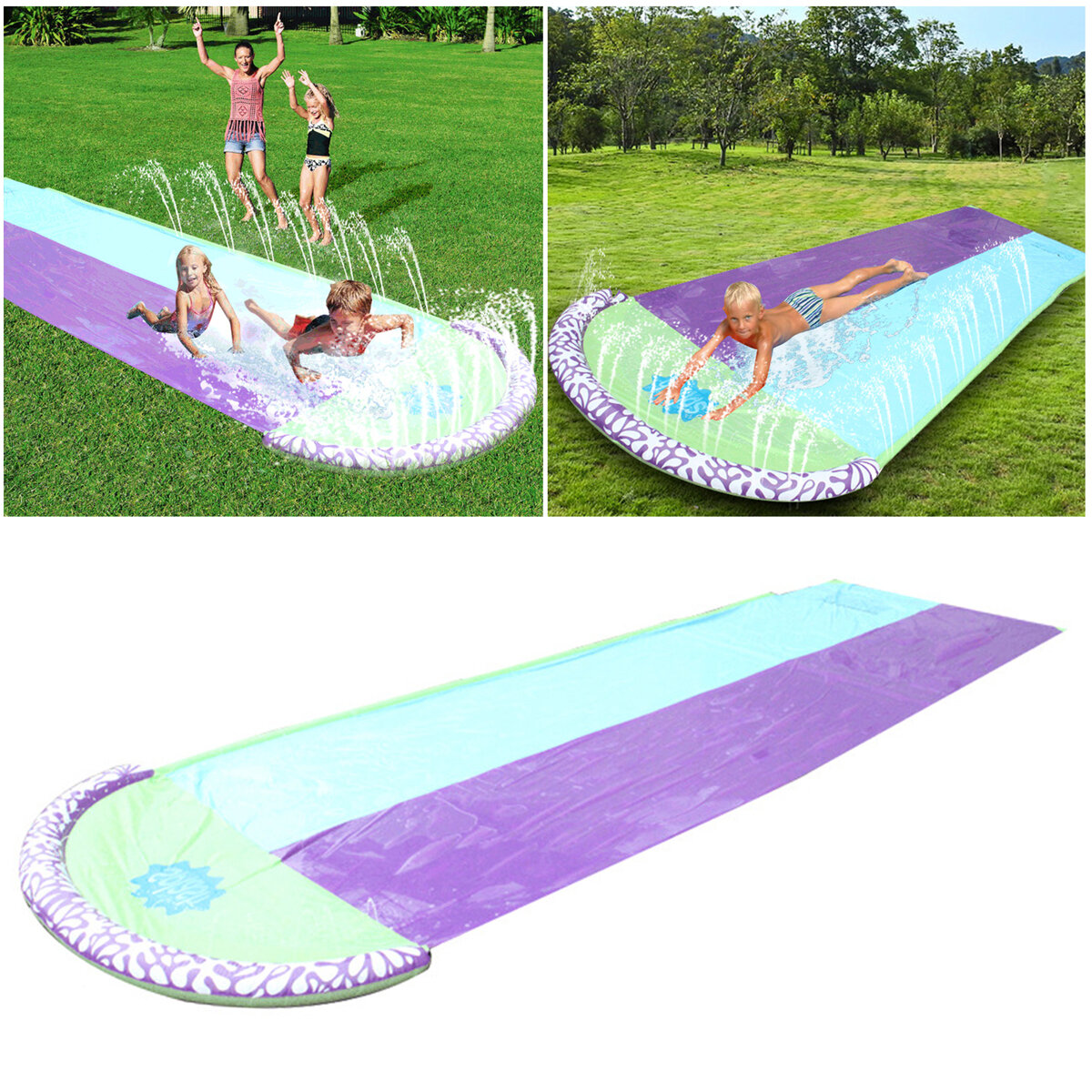 4.8x1.4M PVC Water Slide Water Splash Slide Toys Giant Inflatable Surf 'N Fun Lawn Slip and Slide Waterslides Pools Summ