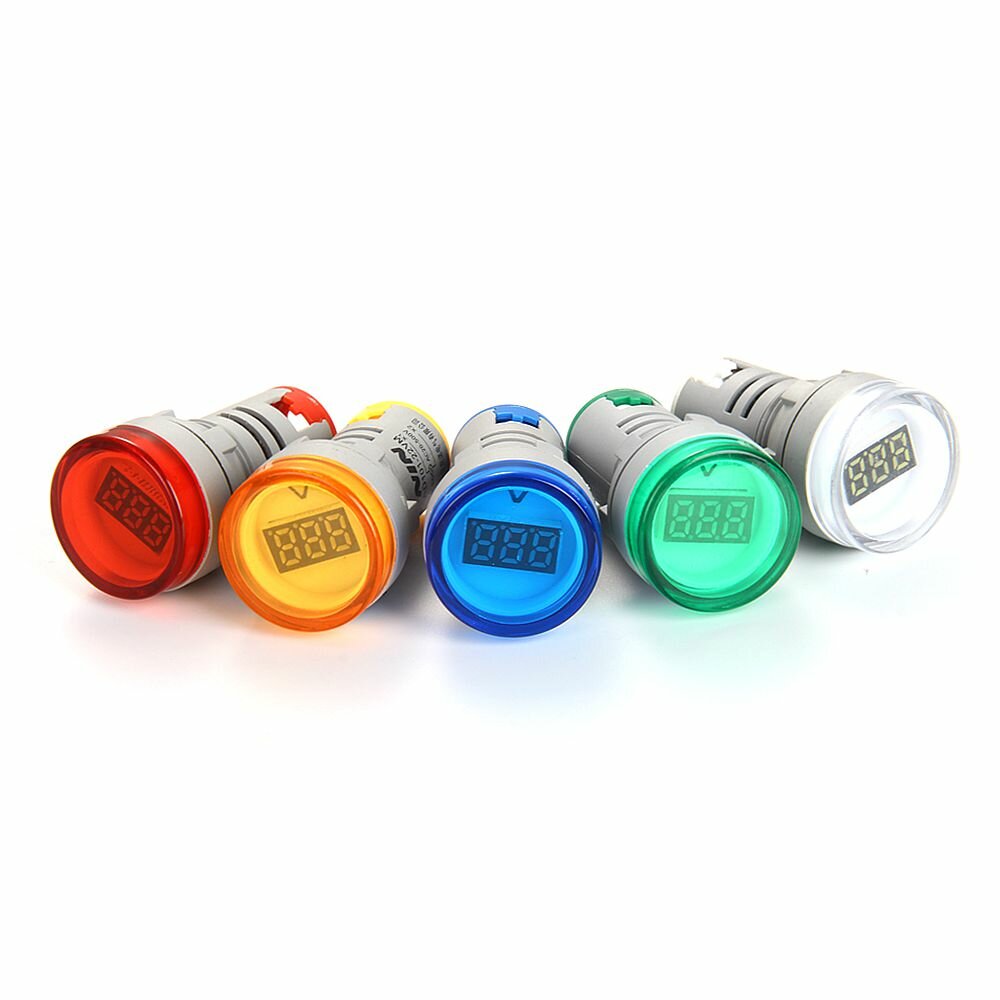 NIN® AD101-22VM 20-500V 22MM Mini LED Digital Voltmeter 5 Color AvailableCircle Panel Current Meter Tester Pilot Light