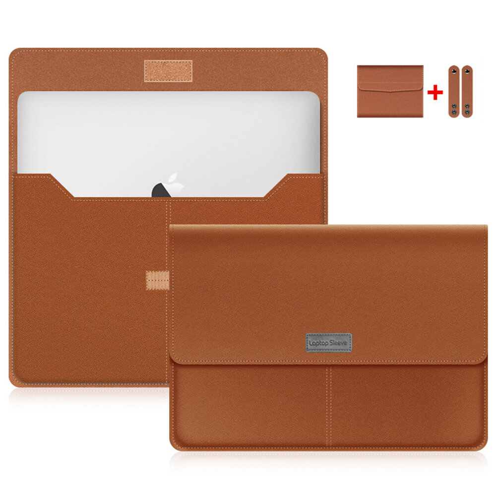 Wasserdichte Laptop-Ärmeltasche PU-Ledertasche mit kleiner Organizer-Tasche und Kabel-Organizer für 13,3 bis 14 Zoll gro