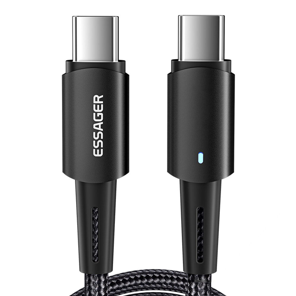 

ESSAGER 60W/100W Type-C to Type-C Cable FCP AFC QC4.0/3.0 Fast Charging Data Transmission Nylon Braided Core Line 0.5M/1