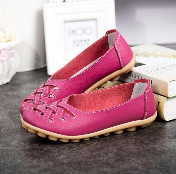 Large Size Colorful Slip On Hollow Out Round Toe Flat Loafers