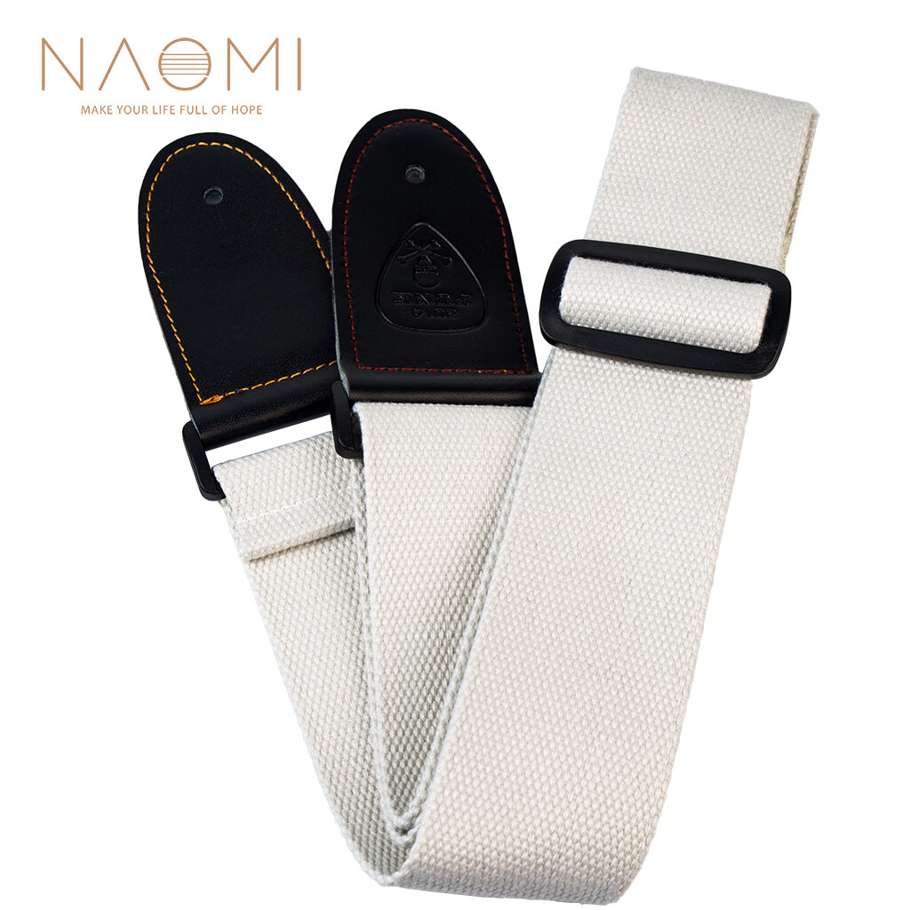 NAOMI Guitar Strap Leather Head Adjustable Shoulder Strap For Guitar Electric Guitar Bass Guitar Parts Accessories White