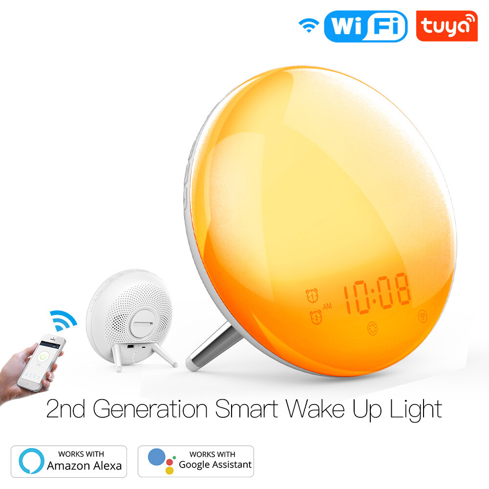 

MoesHouse WiFi Smart Wake Up Light Workday Alarm Clock with 7 Colors Sunrise Sunset Works with Smart Life Tuya APP Alexa