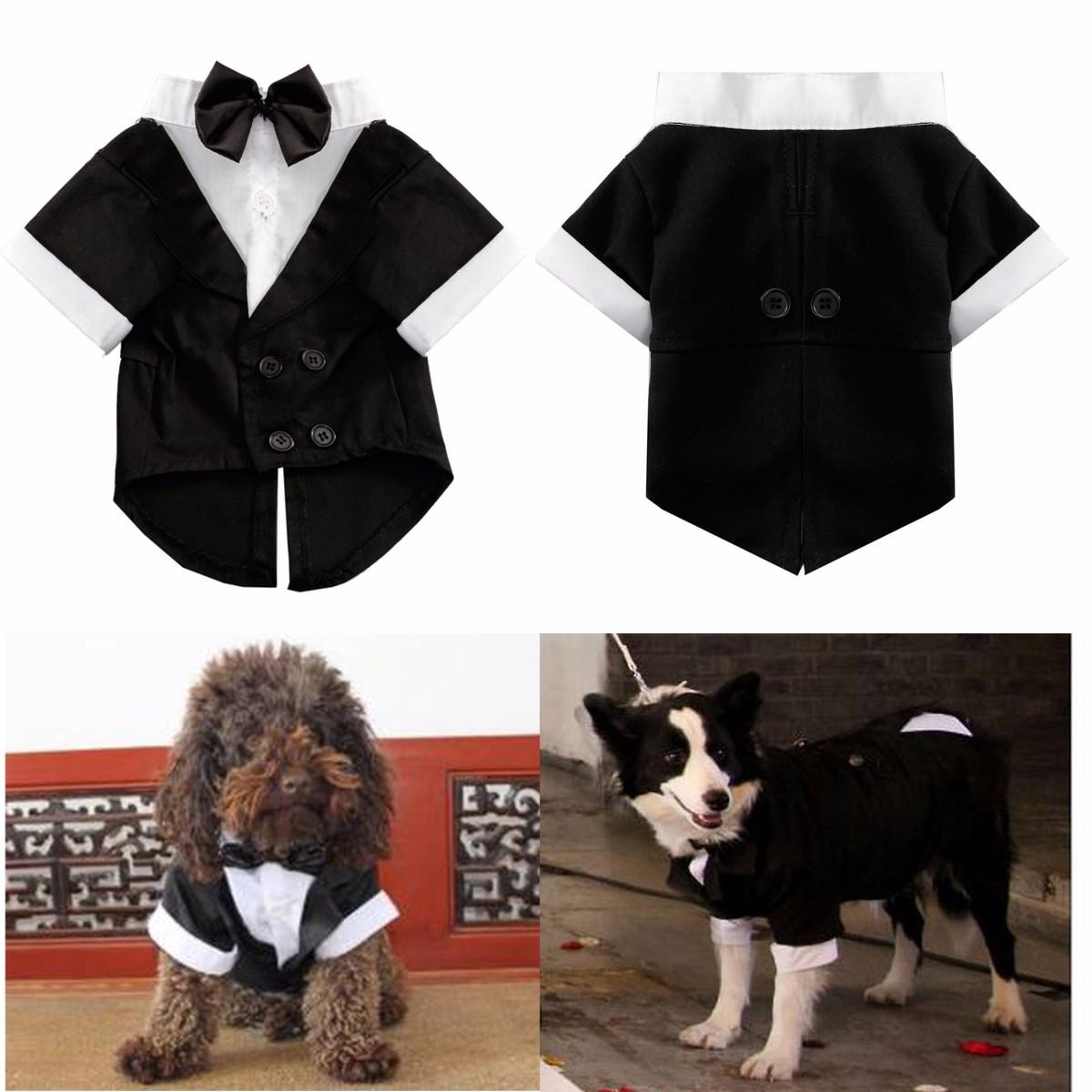 Image of Haustier Hund Katze Kleidung Welpe Fliege Shirt Hochzeit Anzug Kleidung Smoking Kostm Kragen Shirt Jumpsuit