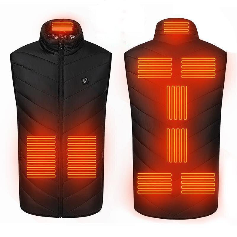 

Warm Glove & 9 Places Heating Vest Unisex 3-Gears Heated Jackets USB Electric Thermal Clothing Winter Warm Vest Outdoor