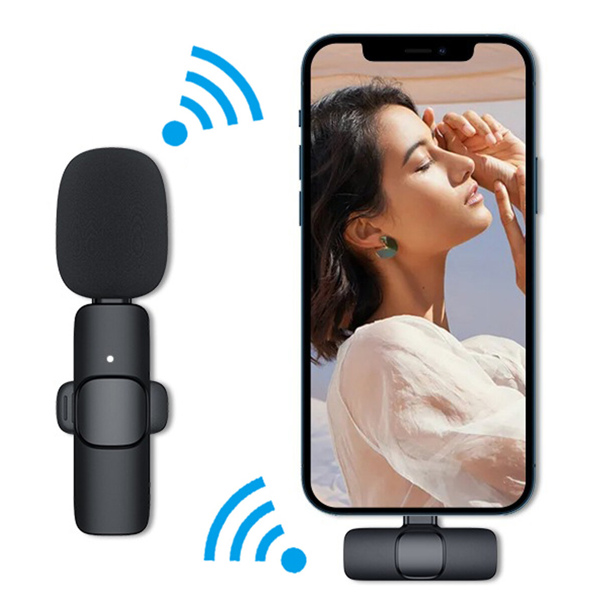 Type-C/ IOS Interface Wireless Lavalier Microphone Clip-on Lapel Mic For iPhone Audio Video Recordin
