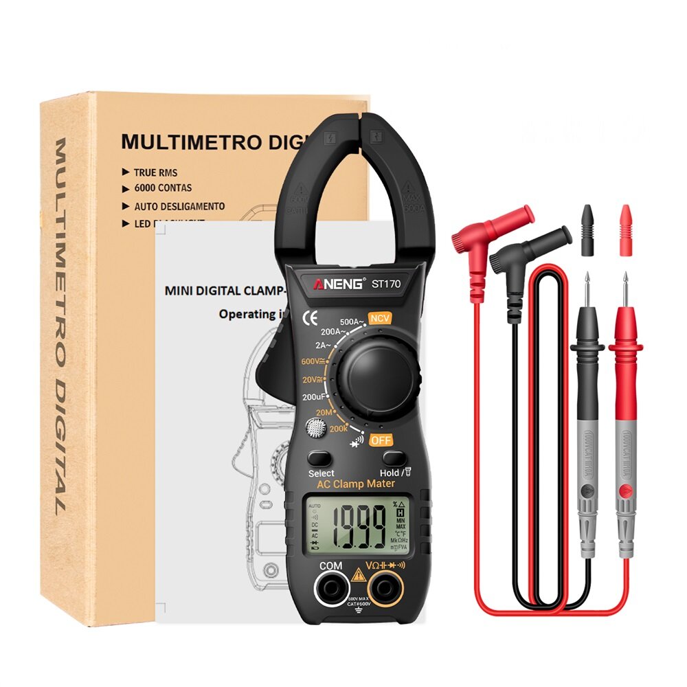 ANENG ST170 1999 Counts Digital Clamp Meter AC Current Multimeter Diode Current Voltage Capacitance 