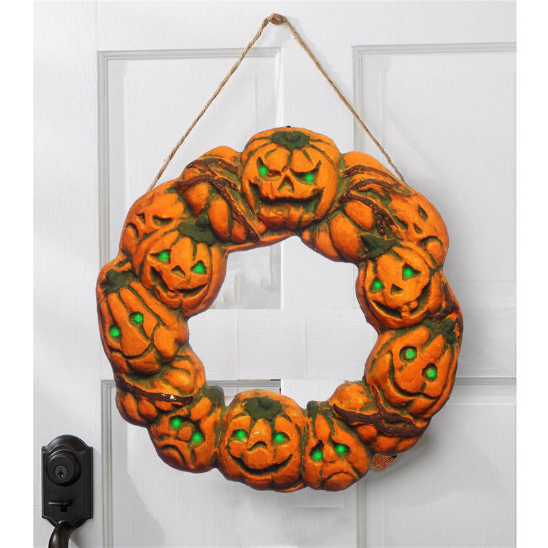 Halloween Spooky Wreath LED Lanterna LED Pumpkin Light Door cabide Home Decor
