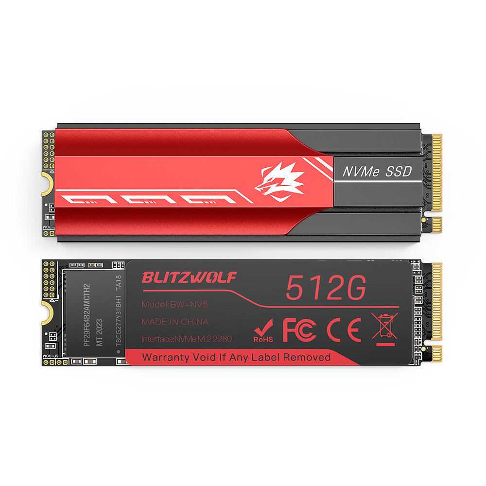 

BlitzWolf BW-NV5 M.2 NVMe Game SSD Solid State Drive 512GB NVMe1.3 PCIe 3.0x4 SSD Solid State Disk