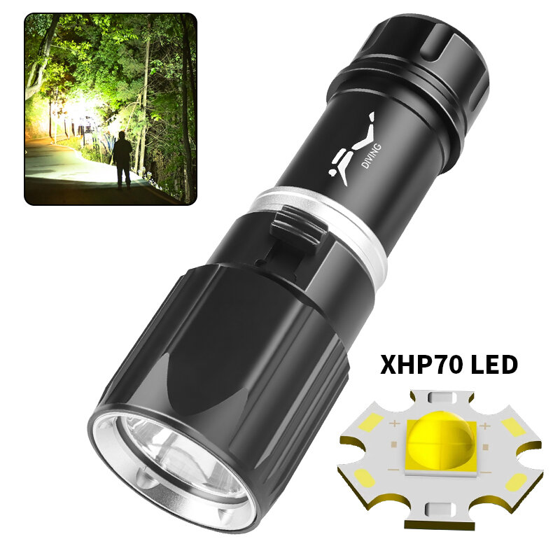 

1000 Lumens High Power Diving Scuba Flashlight HP70 Super Bright LED Torch IPX8 Waterproof Rechargeable Flash Light For