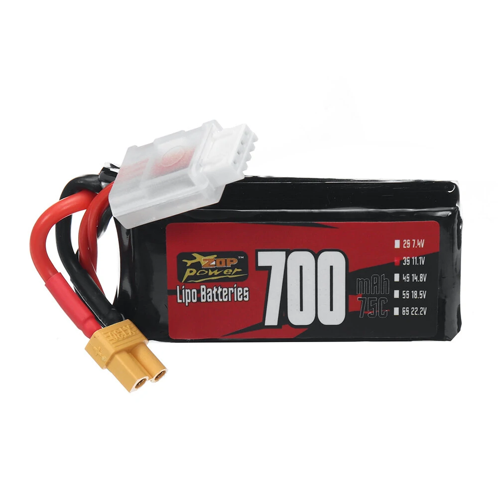 ZOP Power 3S 11.1V 700mAh 75C 7.77Wh LiPo Battery XT30 Plug for RC Helicopter Aiplane FPV Racing Drone