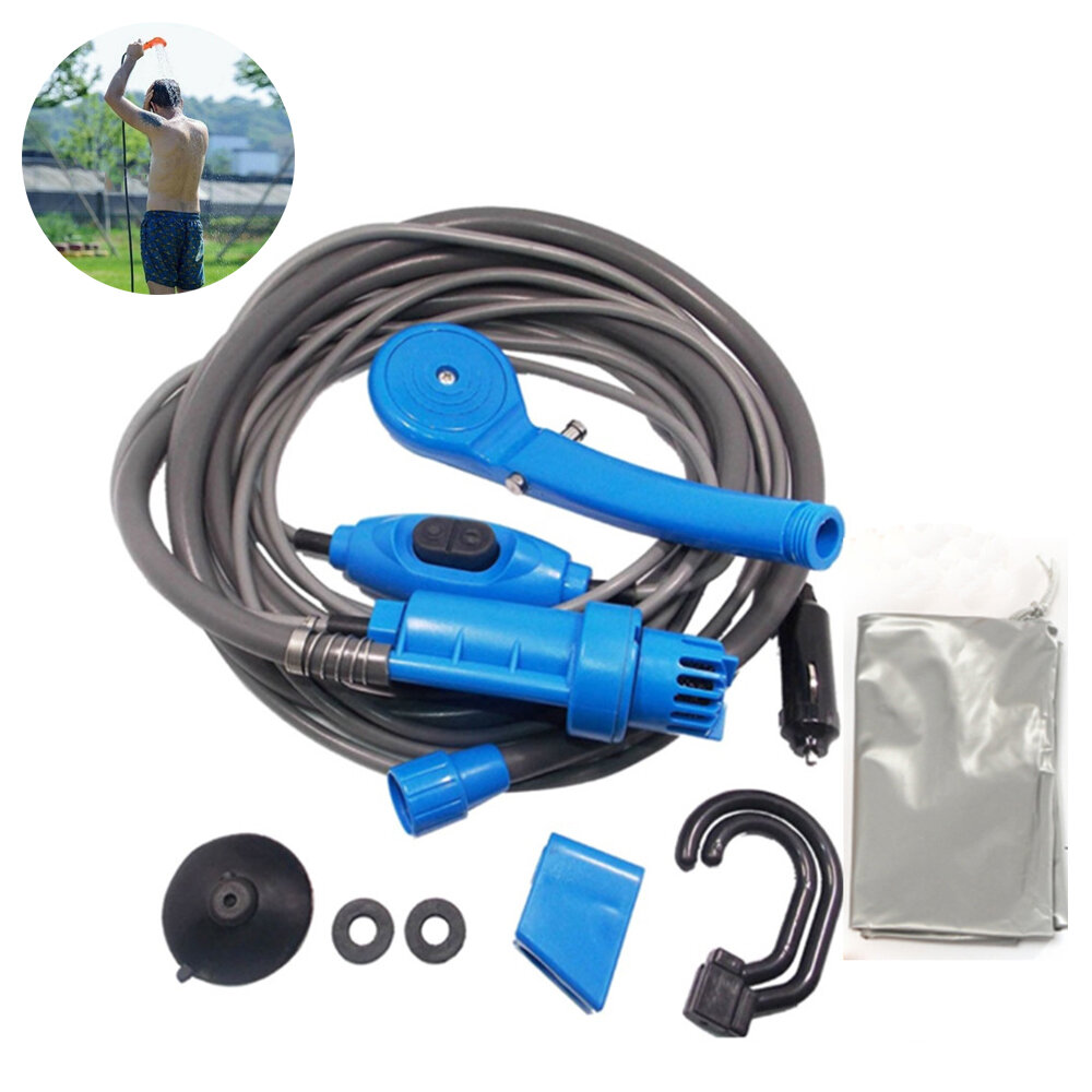 IPRee® 12V キャンプシャワー 電気シャワー 水袋キット 花の水やり 車の洗車 アウトドアトラベル ブルー