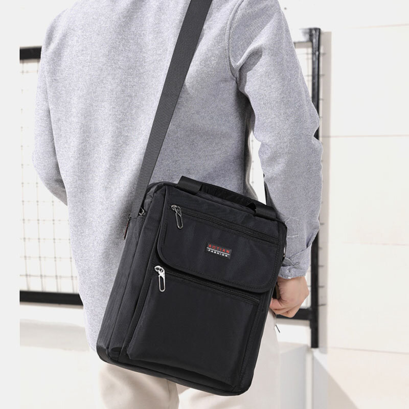 Men Nylon Casual Brief Waterproof Multi-pocket Multi-purpose 12 Inch Laptop Bag Handbag Shoulder Bag Crossbody Bag