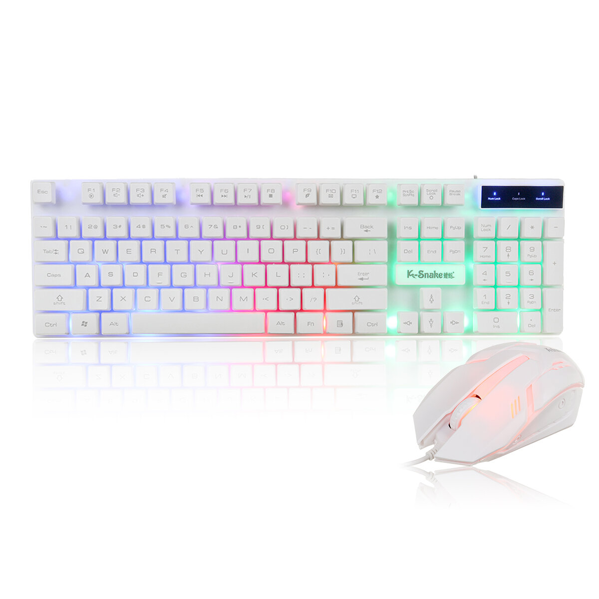 

KM320 Wired Keyboard & Mouse Set 104 Keys USB Wired Gaming Luminous LED Backlight Keyboard Mouse Combo Home Office Kit f