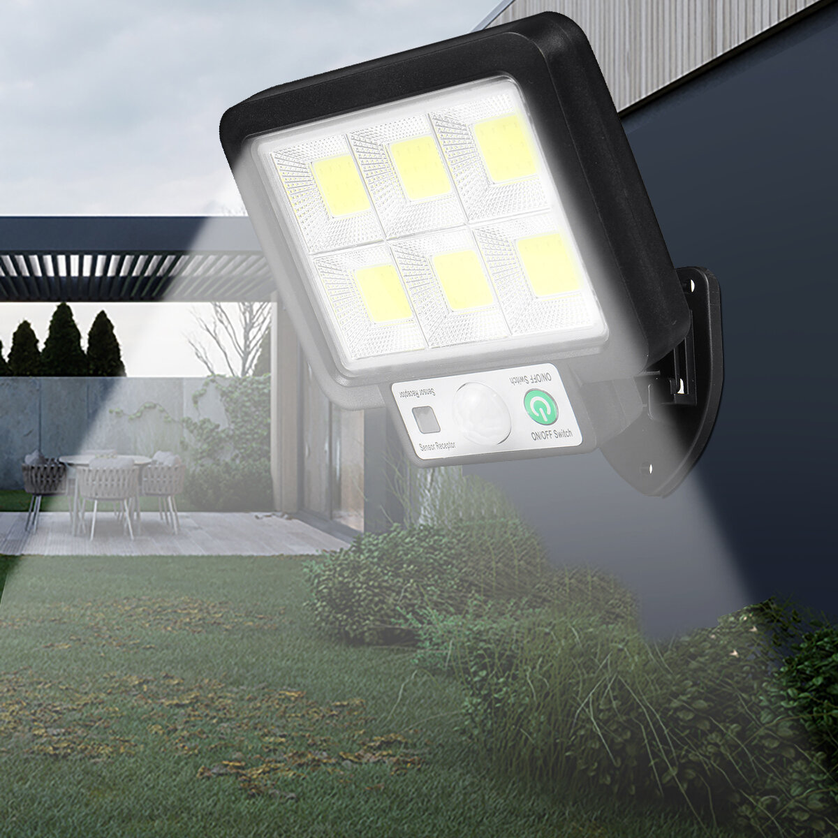 56/72 COB Split LED Solar القوة Street ضوء PIR Motion المستشعر مصباح حائط أمان ضد للماء حديقة خارجية مع التحكم عن بعد مر