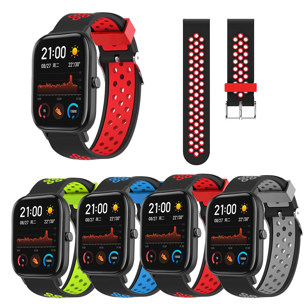 20 mm dubbele kleuren horlogeband horlogeband vervangen voor Amazfit GTS Smart Watch