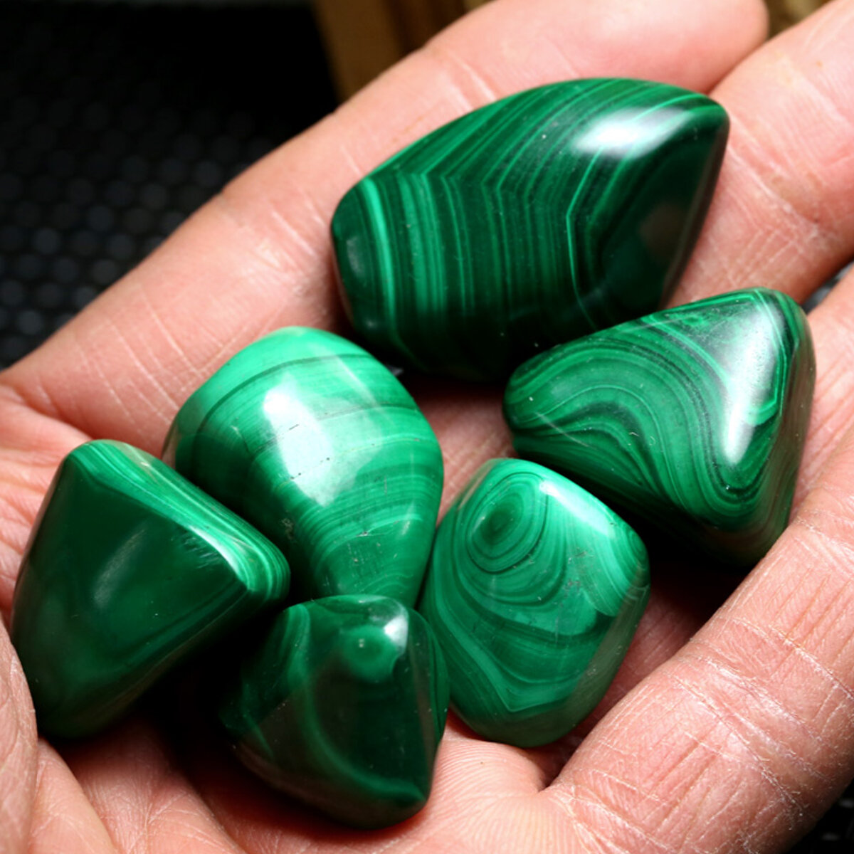 6pcs Green Malachite Healing Tumbled Stone DIY Jewelry Decoration Ornament
