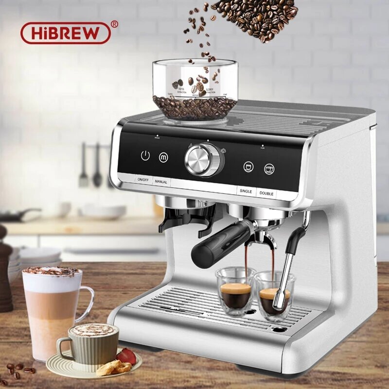 HiBREW Barista Pro 19Bar Conical Burr Grinder Bean to Espresso Commercial Level Espresso Maker Full Kit Cafe Hotel Restaurant