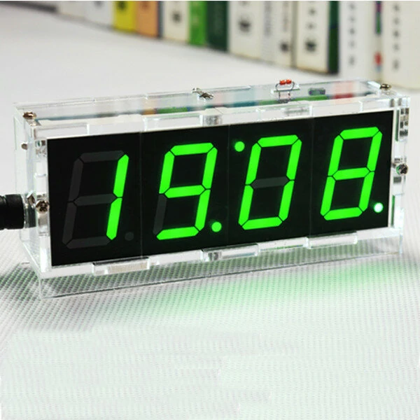 

Geekcreit 2PCS DIY 4 Digit LED Electronic Clock Kit Temperature Light Control Version-Green+Case