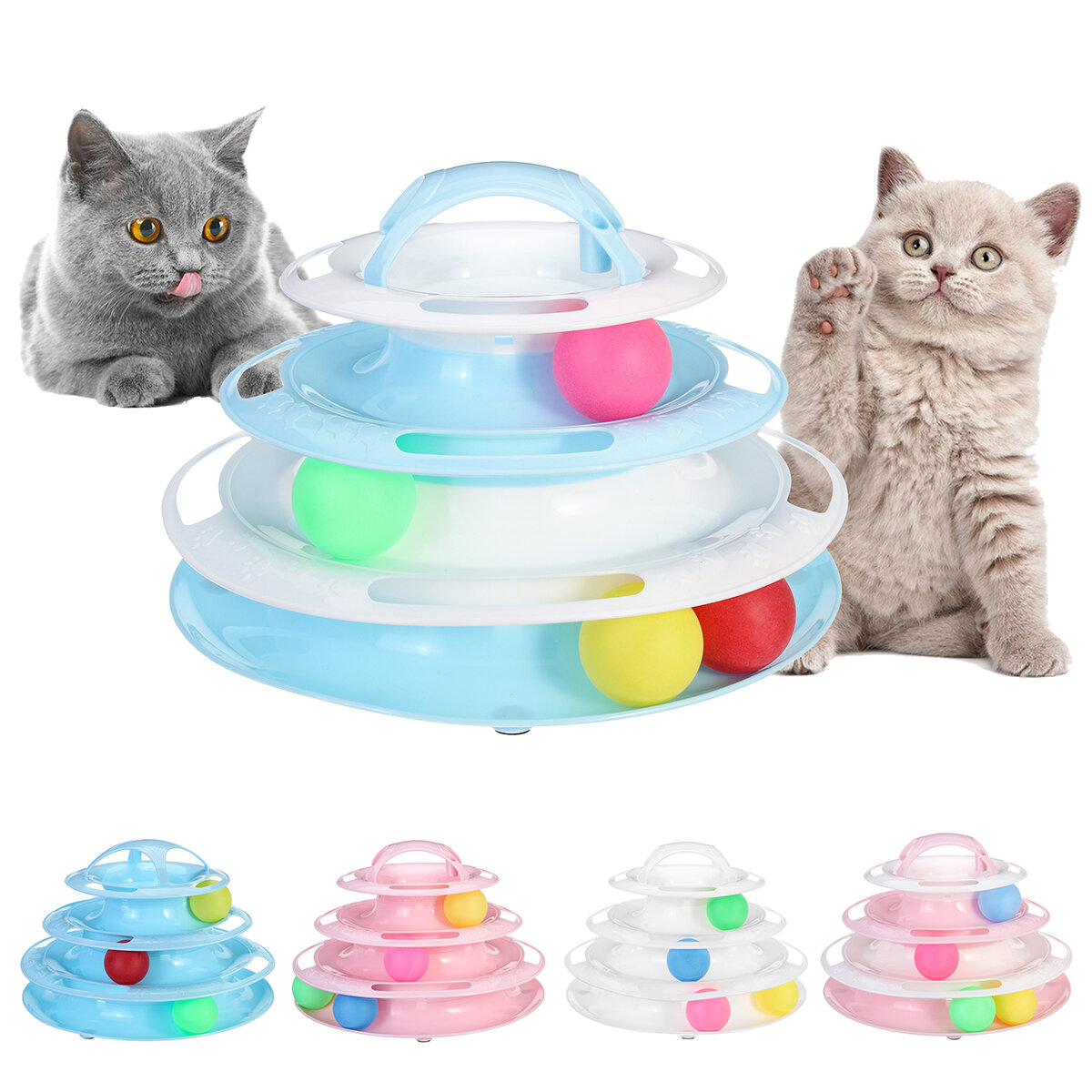 Vierlaags Cat Draaitafel Kattenspeelgoed Grappige interactieve amusementsbal Dierbenodigdheden