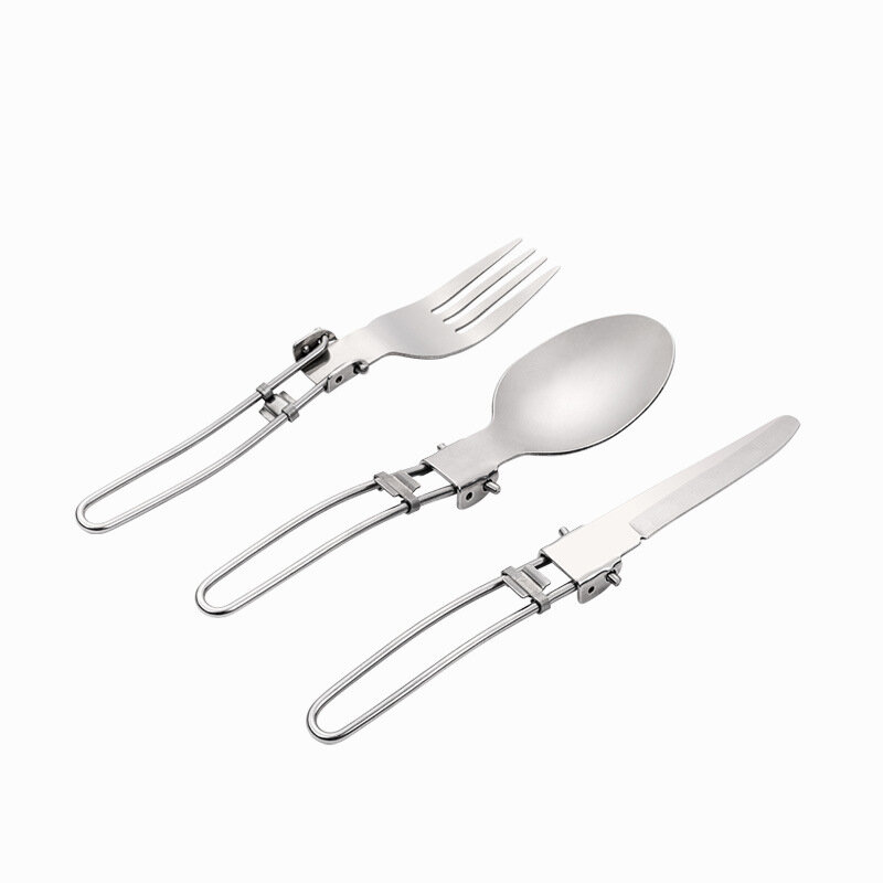 CAMPOUT 3 Pcs Tableware Set Stainless Steel Knife Fork Spoon Dinnerware Set Portable Outdoor Camping