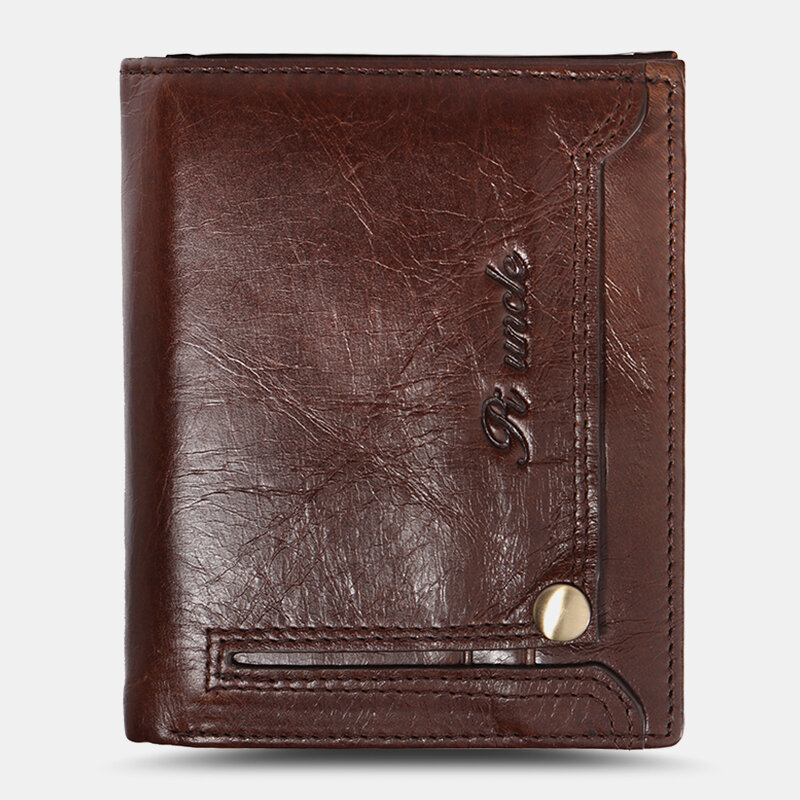 

Men Bifold Short Money Clip Multifunctional RFID Anti-theft Genuine Leather Wallets Multi-card Slot Card Holder Coin Pur